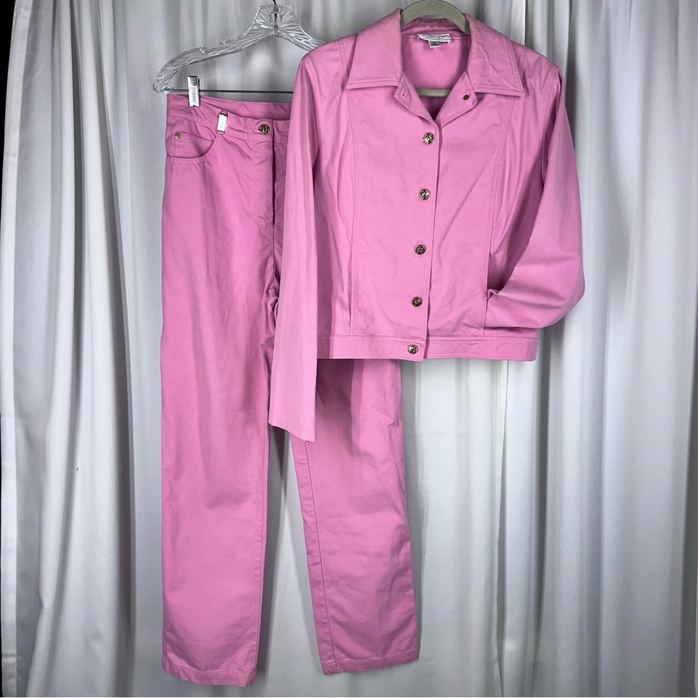 ST. JOHN SPORT By Marie Gray Petite Jacket (P) And Pants (6) See Pink Denim READ